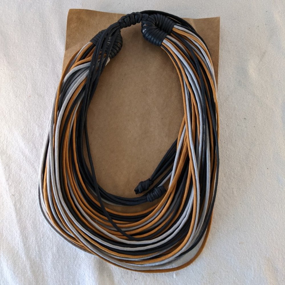 Leather multi-strand necklace with adjustable clasp NEW!